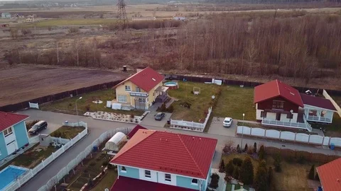 Summer Flight over the beautiful Austrian village in Russia 41 Stock Footage