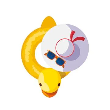 Summer float duck and female hat with sunglasses Illustrazione stock
