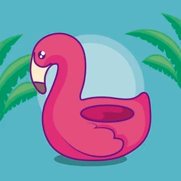 Summer float flemish with tropical leafs Stock Illustration