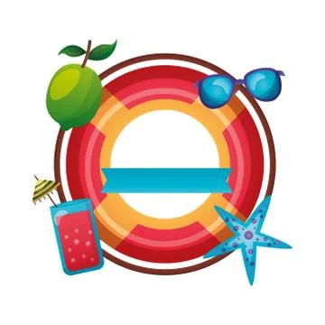Summer float with icon set vector design Stock Illustration