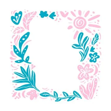 Summer floral frame tropical composition with place for text. Color design Stock Illustration