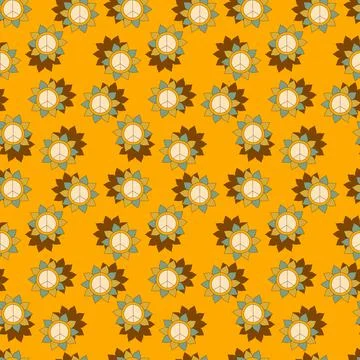 Summer Floral Seamless Pattern 70s Retro style Stock Illustration