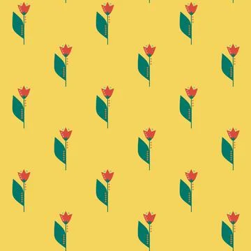 Summer floral seamless pattern. Simple shapes. Sketch drawing. Nature motif. Stock Illustration