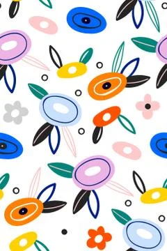 Summer floral seamless pattern. Spring texture. Multi-colored wildflowers on a Stock Illustration