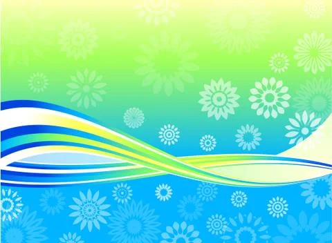 Summer floral wave background Illustrazione stock