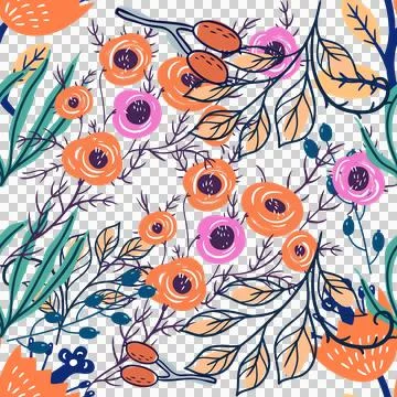Summer flower seamless pattern illustration artwork Stock Illustration