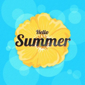 Summer Flowers Background or Summer floral Design on blue background Stock Illustration