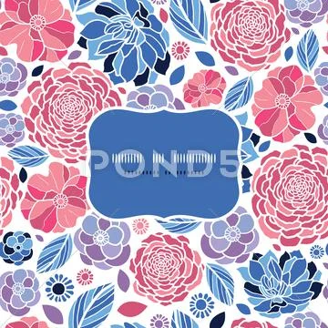 Summer flowers frame seamless pattern background Stock Illustration