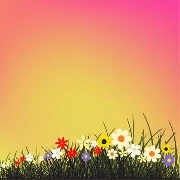Summer flowers grows in grass Stock Illustration