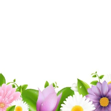 Summer flowers with leaf border 스톡 일러스트