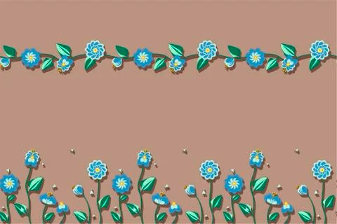 Summer flowers in pattern with bugs, it looks like a meadow Stock Illustration