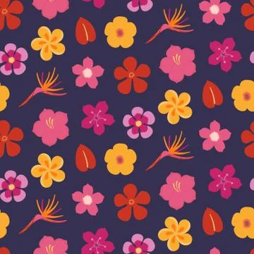 Summer flowers seamless pattern Stock Illustration