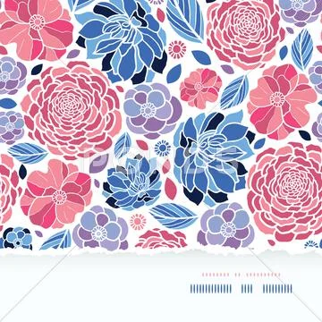 Summer flowers torn paper horizontal seamless background Stock Illustration