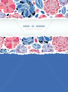 Summer flowers torn paper vertical seamless background Stock Illustration