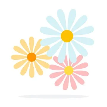 Summer flowers vector flat material design isolated object on white background. Stock Illustration
