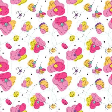 Summer flowrbed seamless pattern Stock Illustration