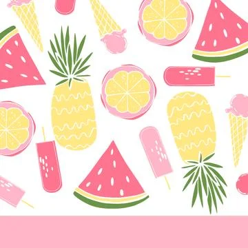 Summer food. Vector background. Stock Illustration