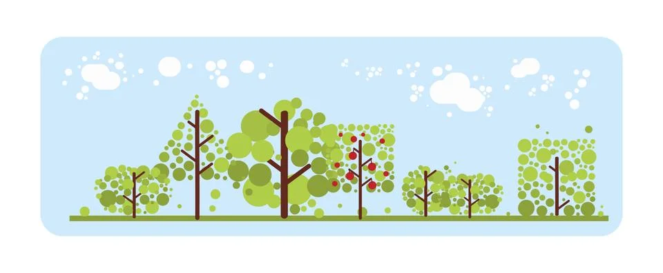 Summer forest flat background. Simple and cute landscape for your design Stock Illustration