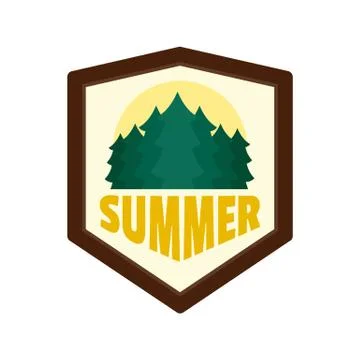 Summer forest logo, flat style Illustrazione stock