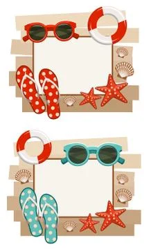 Summer frame with beach symbols. Stock Illustration