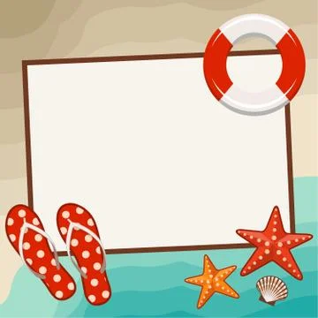 Summer frame with beach symbols Stock Illustration