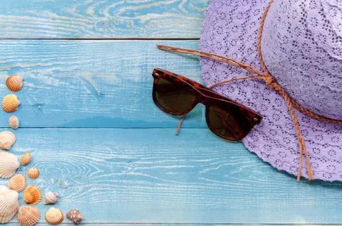 Summer frame with seashells Stock Photos