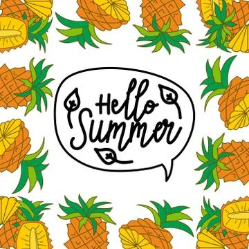 Summer Frame Text Template Vector Background Illustrazione stock