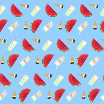 Summer freeze pattern with tasty deserts Stock Illustration