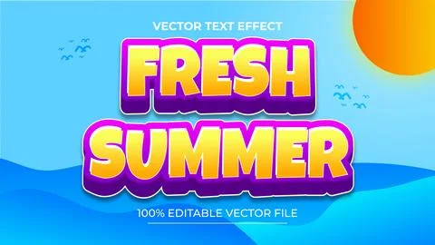 Summer fresh 3d text style effect themed happy summer holiday Illustrazione stock