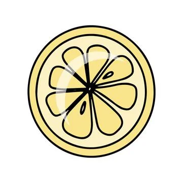 Summer fresh citrus lemon slice hand drawn vector illustration isolated Stock Illustration