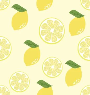 Summer Fresh lemons Minimal flat seamless pattern Stock Illustration