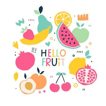 Summer fruit card Stock Illustration