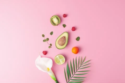Summer fruit composition. Creative tropical background made from fresh frui.. Stock Photos
