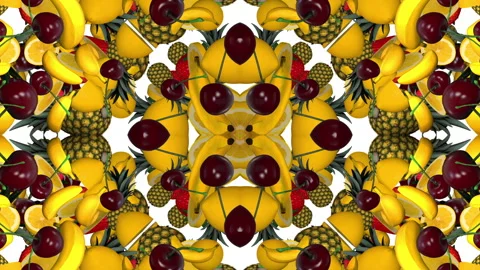 Summer Fruit Kaleidoscope Pattern Stock Footage 244658793
