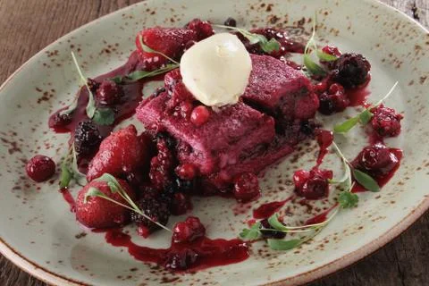 Summer fruit pudding Stock Photos