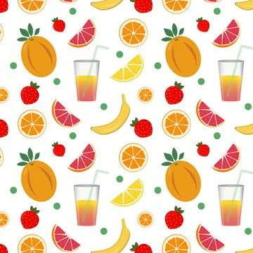 Summer fruit repeat seamless pattern Stock Illustration