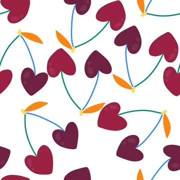 Summer fruit seamless cherry berry pattern for wrapping paper and fabrics Stock Illustration