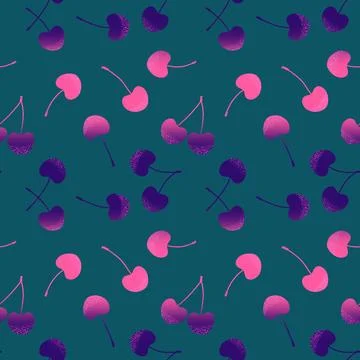 Summer fruit seamless cherry berry pattern for wrapping paper and fabrics Stock Illustration