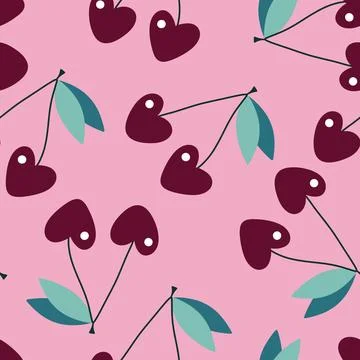 Summer fruit seamless cherry berry pattern for wrapping paper and fabrics Stock Illustration