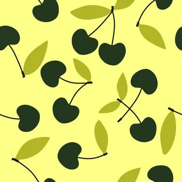 Summer fruit seamless cherry berry pattern for wrapping paper and fabrics Stock Illustration