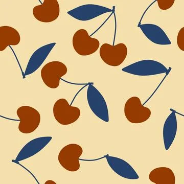 Summer fruit seamless cherry berry pattern for wrapping paper and fabrics Stock Illustration