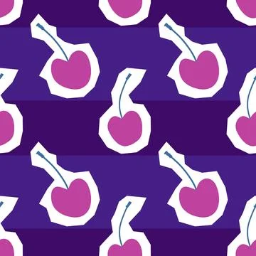 Summer fruit seamless cherry berry pattern for wrapping paper and fabrics Stock Illustration