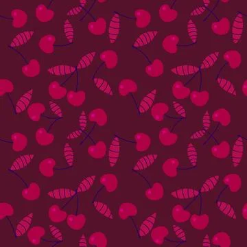 Summer fruit seamless cherry berry pattern for wrapping paper and fabrics Stock Illustration