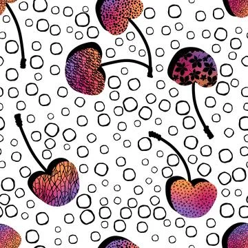 Summer fruit seamless cherry berry pattern for wrapping paper and fabrics Illustrazione stock