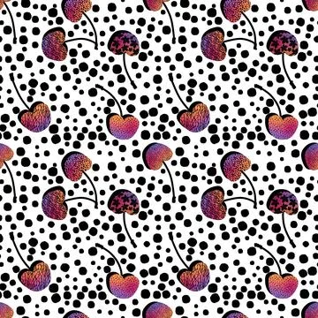 Summer fruit seamless cherry berry pattern for wrapping paper and fabrics Stock Illustration