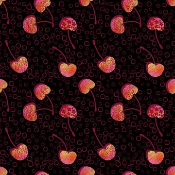 Summer fruit seamless cherry berry pattern for wrapping paper and fabrics Stock Illustration