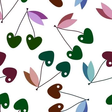 Summer fruit seamless cherry berry pattern for wrapping paper and fabrics Stock Illustration