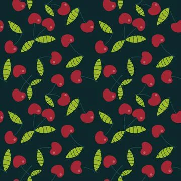 Summer fruit seamless cherry berry pattern for wrapping paper and fabrics Stock Illustration