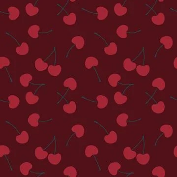 Summer fruit seamless cherry berry pattern for wrapping paper and fabrics Stock Illustration