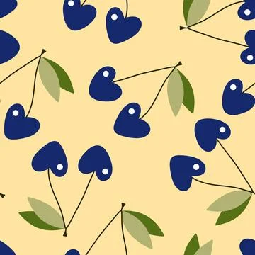 Summer fruit seamless cherry berry pattern for wrapping paper and fabrics Stock Illustration